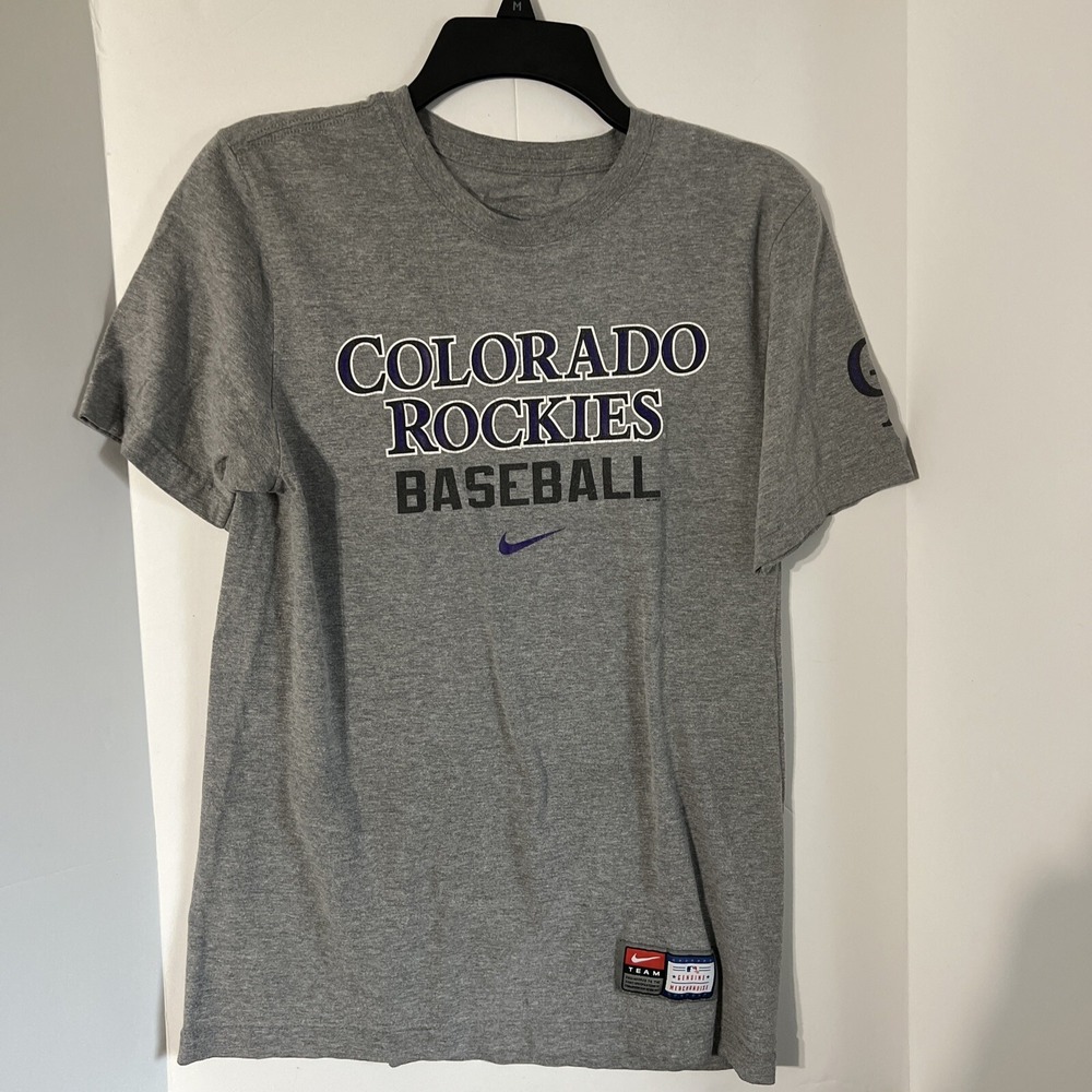 Nike Team MLB Colorado Rockies Baseball T-Shirt Tee Adult SM Gray